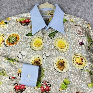 Etro Shirt Mens 40 Foodie Floral Contrast Cuff Bold Colorful Button Front Italy*